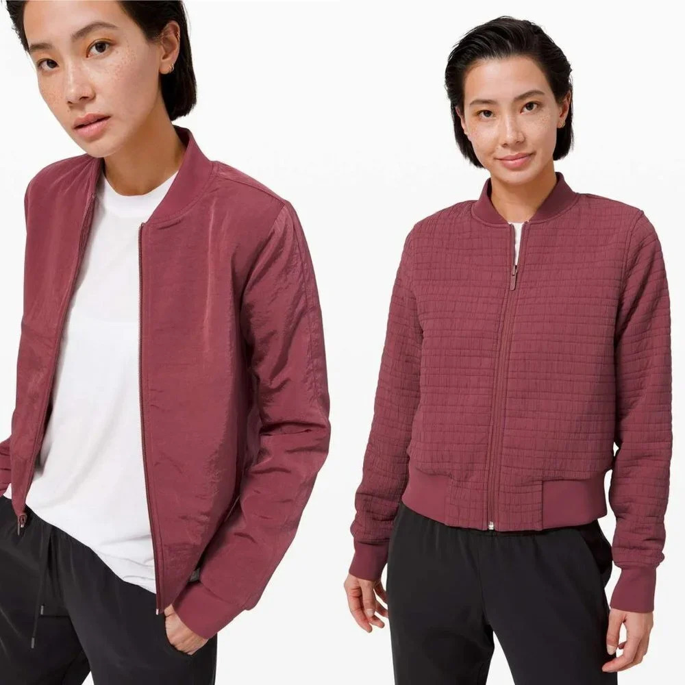 Lululemon Serene Travels Reversible Bomber Jacket Red Chianti Size 4